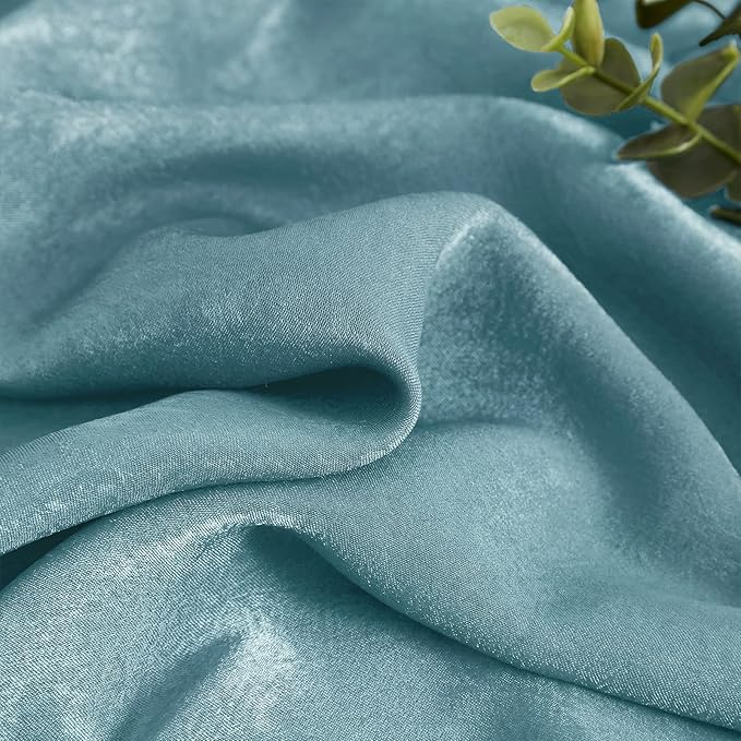 Melodieux Teal Velvety Semi Sheer Curtains 96 Inch Length for Bedroom, Living Room Natural Cotton Texture Rod Pocket Window Sheer Drapes, 52 by 96 Inch (2 Panels)