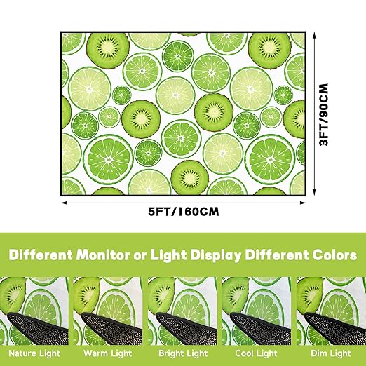 Green Kiwi Fruit Rug for Bedroom Dorm Living Room Chinese Gooseberry Area Rugs Throw Rug Floor Mat Pad Doormat Carpet, 3' x 5'(90 x 160cm)