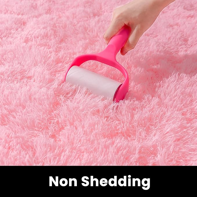 Pink Rug 8x10 - Non Slip Fluffy Rugs for Living Room - Cute Floor Rug for Girls Room Decor- Large Fuzzy Shag Carpet - Shaggy Rugs for Living Room Washable 8x10 Area Rugs Clearance