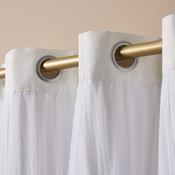 TOWN & COUNTRY LUXE Talia Double Layer Indoor Curtains, Sheer and Room Darkening Blackout, Grommet Top, Energy Efficient, 2-Pack Set, 52"x108", Winter White