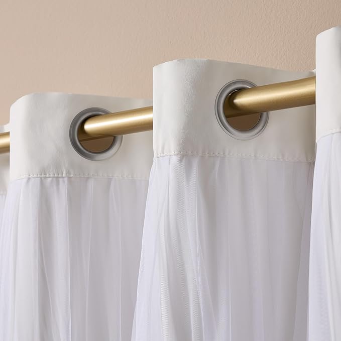TOWN & COUNTRY LUXE Talia Double Layer Indoor Curtains, Sheer and Room Darkening Blackout, Grommet Top, Energy Efficient, 2-Pack Set, 52"x96", Winter White
