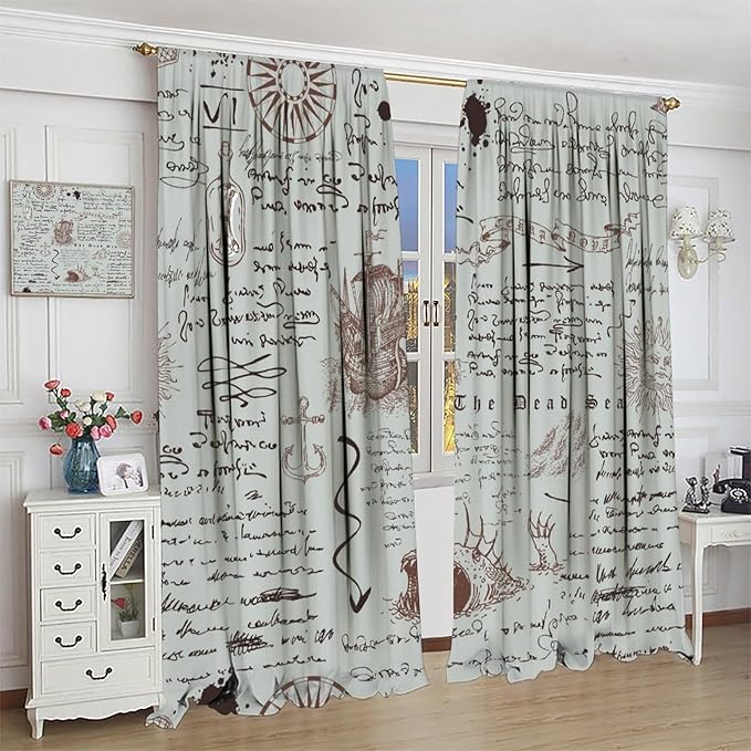 Nautical Theme Window Curtains,Pirate Sailboat Curtains for Bedroom,Starfish Print Draperies for Living Room,Ocean Window Treatment Curtains Set 2 Panels,72x63 Inches