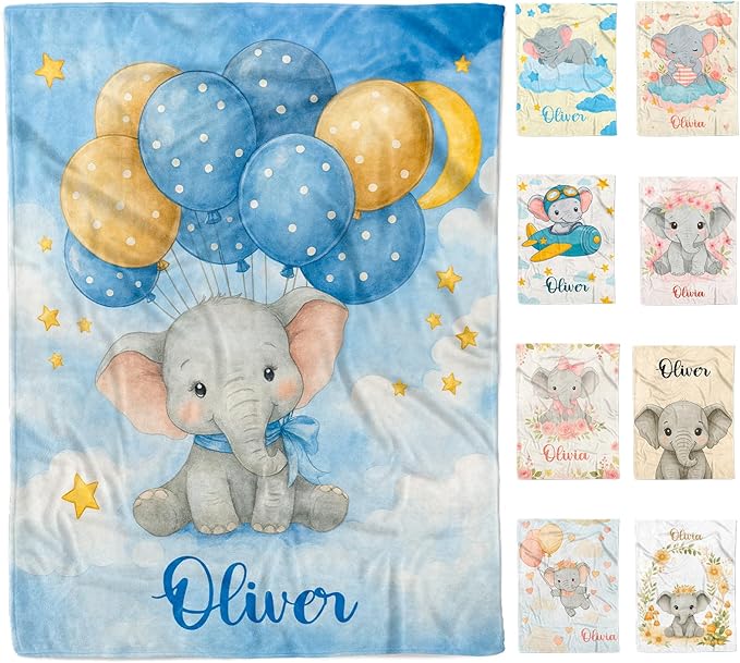 Personalized Baby Blanket for Boys Girls, Custom Name Blanket with Name, Printed in USA, Soft Blankets for Newborn, Customized Gifts for Baby Shower Birthday Christmas, Ship Next Day