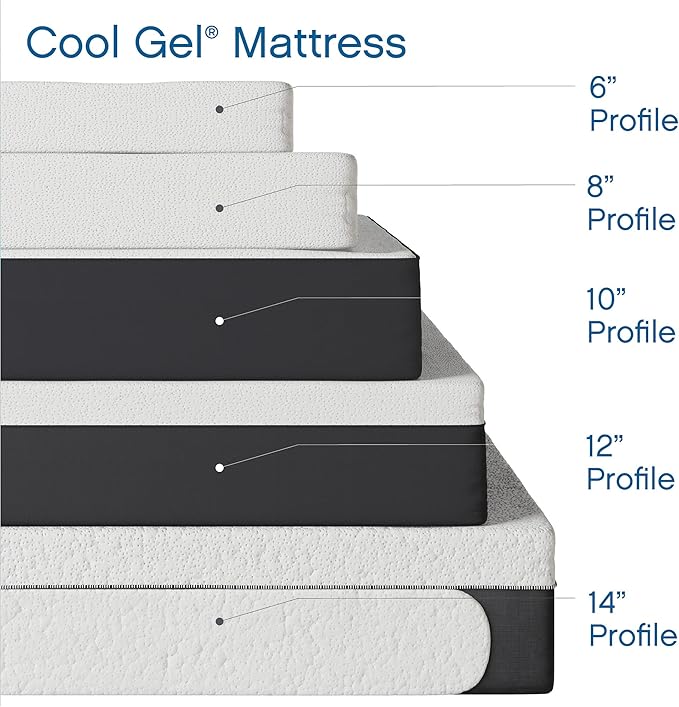 COOL GEL 10 Inch King Mattress Memory Foam Medium Firm, King Size Memory Foam Mattress Cooling, Made in The USA, 10" Depth with Pressure Relief, CertiPUR-US Certified No Fiberglass, CoolGel Bed