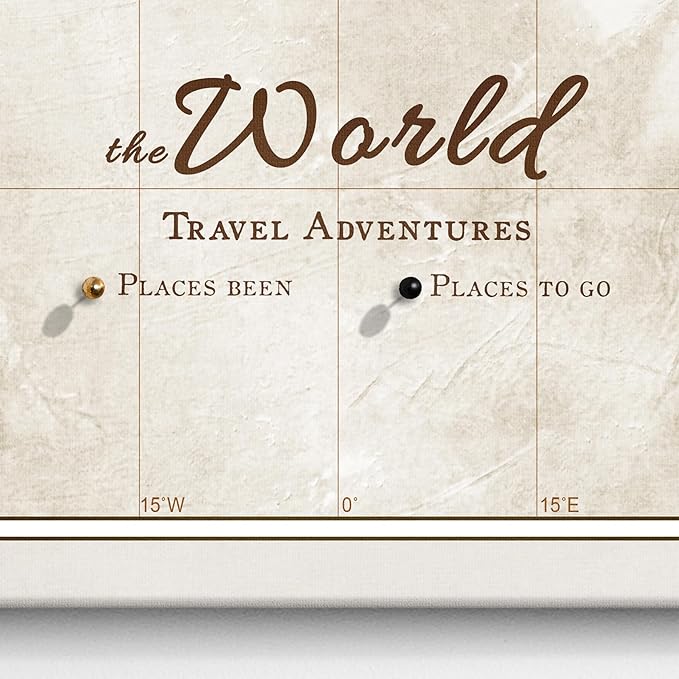 Canvas World Map with Cork Pin Board - English Lettering - Decorative Wall Decoration for All Rooms - Canvas Pictures with World Map Motif (150x100 cm, Pattern 20)