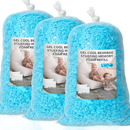 Jecqbor Bean Bag Filler, 15lbs Shredded Memory Foam Filling, Soft Pillow Stuffing Bean Bag Refill Foam for Couch, Cushion, Stuffed Animals, Dog Bed, Arts Crafts