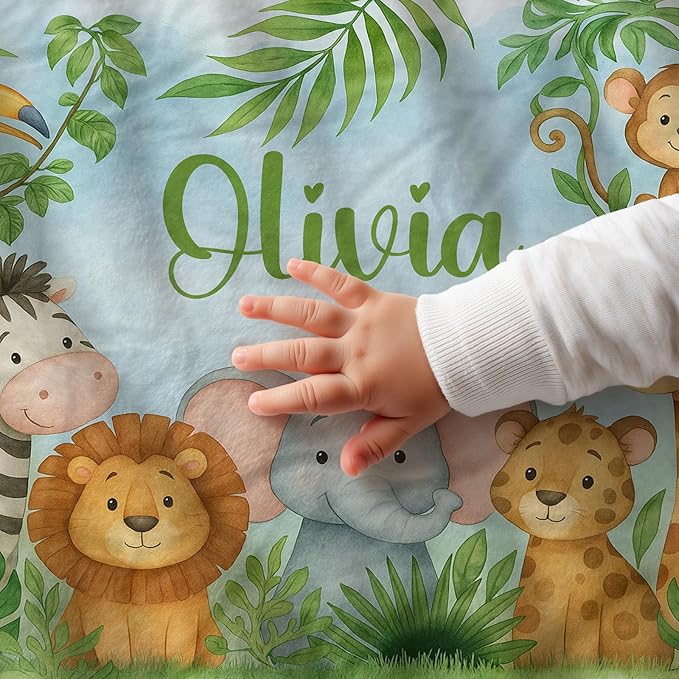 Personalized Baby Blanket with Name, Custom Soft Flanne Blanket for Kisd, Toddlers, Personalized Baby Gifts for Infant Newborn Shower
