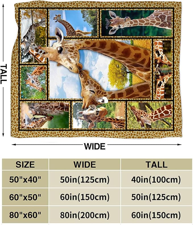jerkboo Giraffe Blanket Throws Giraffe Gifts Giraffe Lovers Throw Blanket for Girls Boys Kids Adults Soft Warm Cozy Fleece Blanket for Couch Sofa Bed 60""x50""