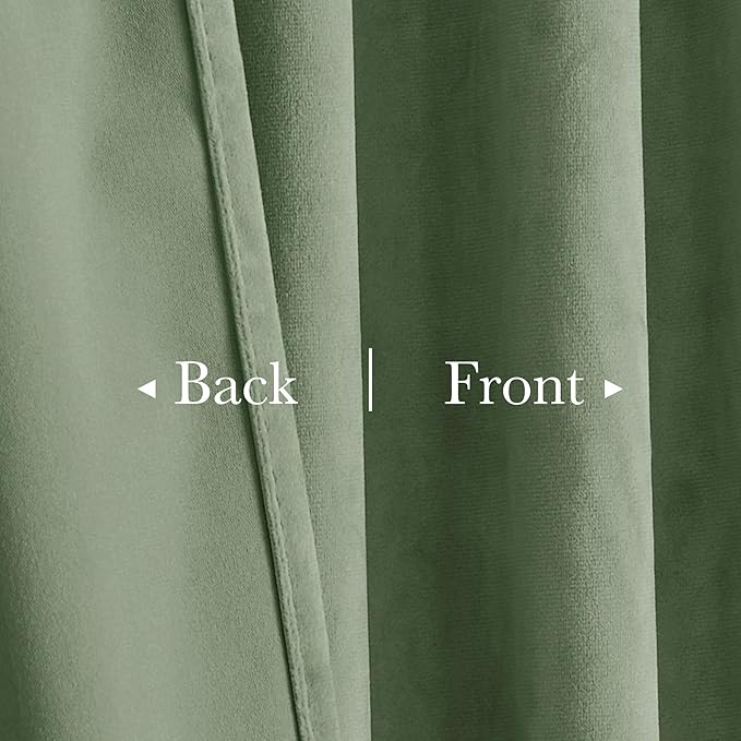 StangH Retro Green Velvet Curtains 84 Inches, Room Darkening Super Soft Drapes with Pleat Tape for Living Room Bedroom, Thermal Insulated Window Treatment, 52 x 84 Inch, 2 Panels
