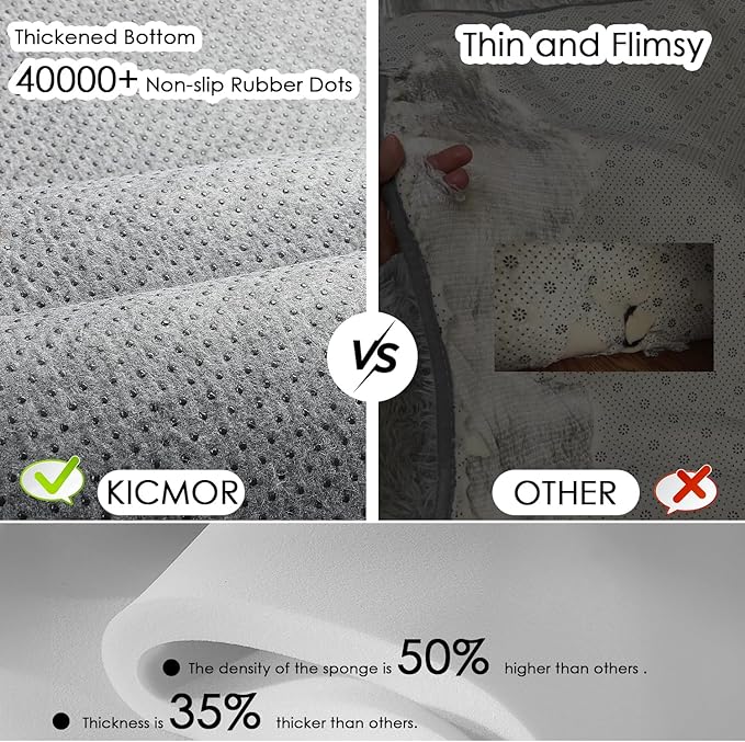 KICMOR 5x7 Beige and Cream White Area Rugs Fluffy Living Room Carpet, Large Fuzzy Checkered Shag Rug for Bedroom Aesthetic, Soft Plush Shaggy Rug for Kids Girls Boys Nursery Room Playroom Home Decor