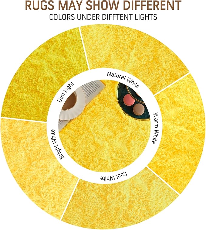 BENRON Fluffy Rugs for Living Room 5x8 Yellow, Washable Large Area Rugs for Bedroom Dining Table Office Kids Nursery Room, Washable Indoor Floor Carpets