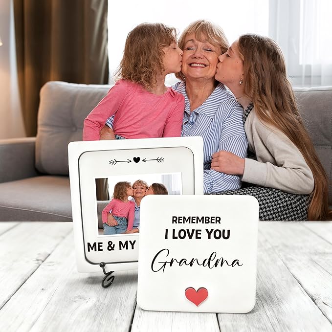 Me and My Grandma Picture Frame, Grandma Picture Frames Wooden Surprise Box, Baby Keepsake Photo, Gender Neutral Nursery Decor, Best Grandparent or First Mother's Day Gifts White