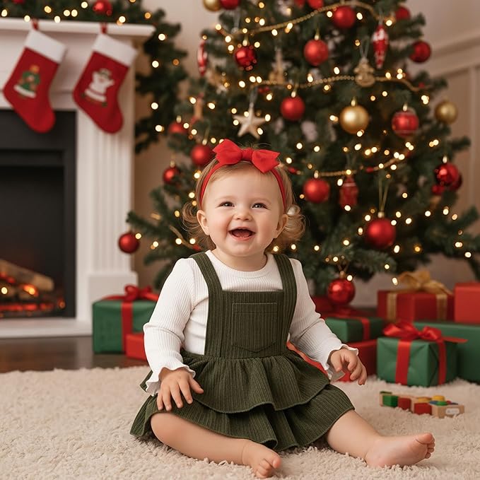 YOUNGER TREE Newborn Baby Girl Fall Winter Outfits Long Sleeve Romper Corduroy Overall Dress Infant Skirt Clothes Sets