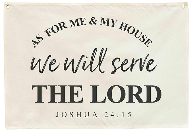 Bible Verse Sign Christian Banner-Home Rectangular Canvas Banner Flag Wall Decor for Rustic Family Signs Country Farmhouse,Home Dining Room Living Room Decor-Christmas Gift-As for Me and My House