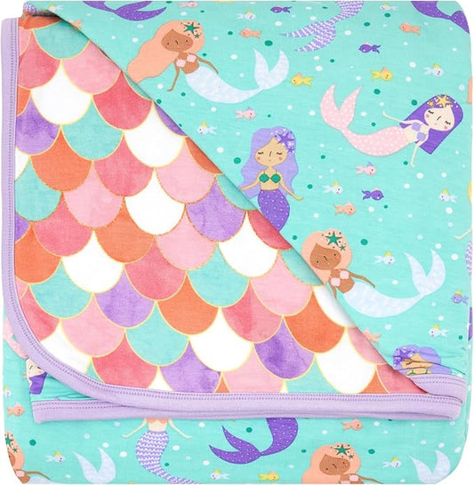 Little Sleepies Cloud Blanket, Soft Viscose from Bamboo Toddler & Baby Blanket for Boys & Girls, Lightweight, Perfect for Hot Sleepers, 50" x 50", Large (Mermaid Magic)