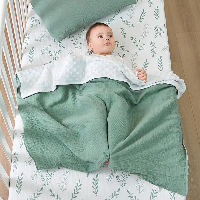 JELLYMONI Muslin Baby Blanket for Newborns, Double-Layer Soothing Raised Dots, Ultra-Soft Lightweight Receiving Blanket 1-Pack, Breathable Nursery Swaddle, 30x40 Inch