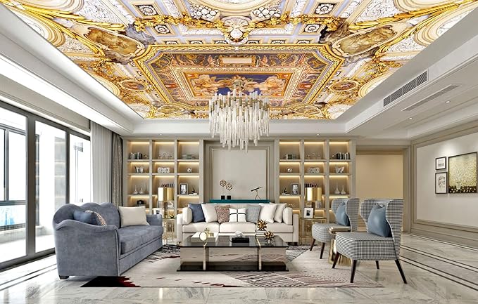 Gold Jesus Christ Religious Fine Decorative Wall Mural for Interior Ceiling and Backdrop Murals（Not Peel and Stick）
