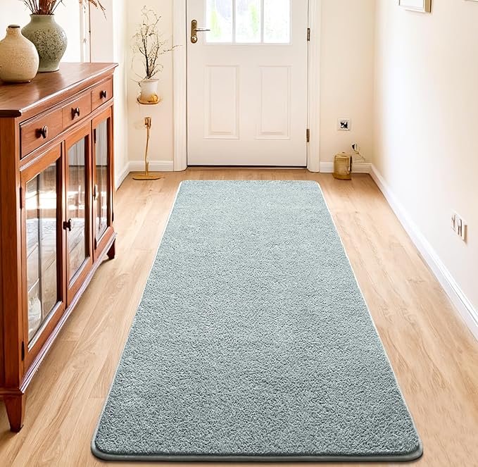 Chicrug 2x6 Minimalist Washable Runner Rugs for Bedroom Hallway, Modern Soft Memory Foam Rug for Kids Nursery, Low Plie Indoor Runner Carpet for Dorm Kitchen Bedside Living Room Decor, Grey