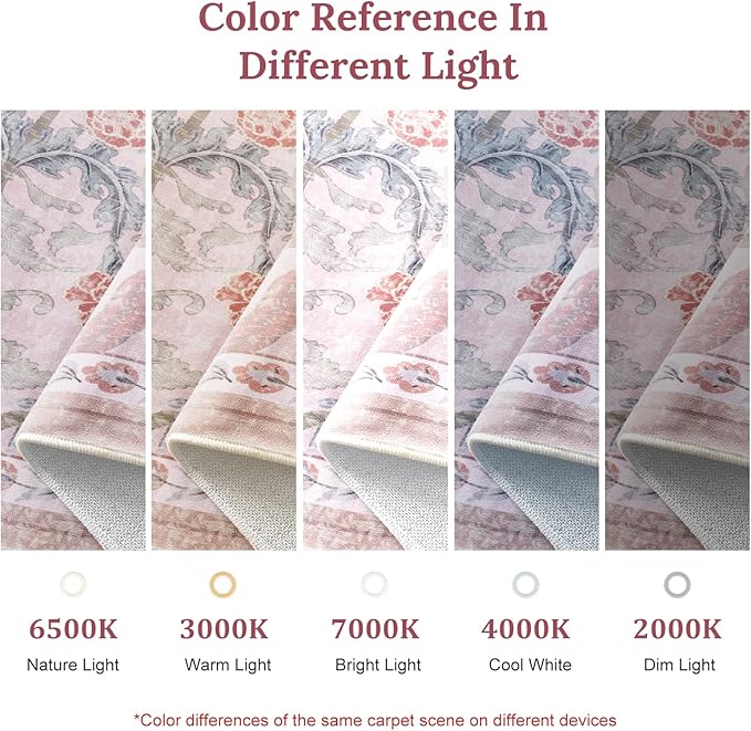 AMTOVO 6x9 Washable Area Rugs for Living Room, Non-Slip Colorful Floral rug, Soft Boho Vintage Accent Printed Pattern Carpet for Bedroom Girls Room Dorm Dining Room Farmhouse Nursery Home Office, Pink