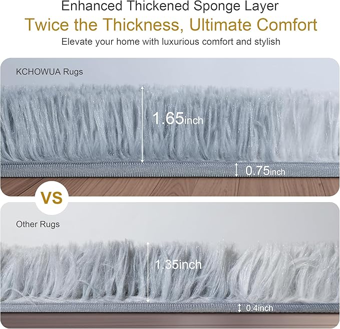 Thick Area Rug Light Grey Shag Fluffy 5x8 for Bedroom Living Room Soft Plush Washable Fuzzy Carpet for Kids Baby Nursery Non Slip Cozy Furry Shaggy Rugs for Dorm Tie-Dye Gray