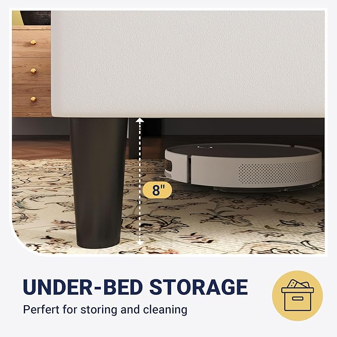 Allewie King Size Platform Velvet Bed Frame with Geometric Wingback Headboard, Boho Upholstered Bed with Wooden Slats Support, No Box Spring Needed, Easy Assembly, White