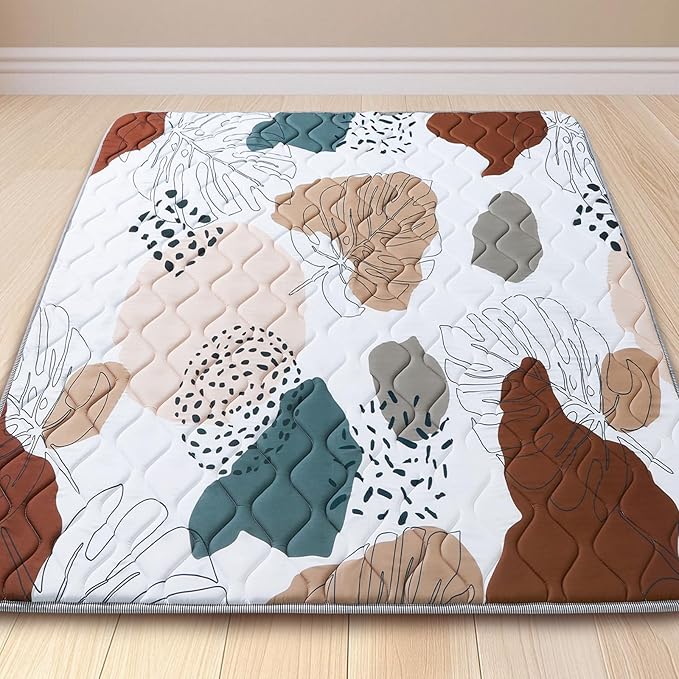 Baby Play Mat - Thicken 71x59 Inch Soft Foam Crawling Mat for Playpen & Floor, Non-Slip Waterproof Activity Playmats for Infants & Toddlers, Portable Foldable & Machine Washable, Boho Design
