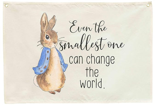 Rectangular Banner Flag Poster Art Decor for Baby Boys-Even the Littlest Kids Can Change the World-Nursery Infant Bedroom Playroom Door Wall Decorations-Baby,Shower Birthday Easter Christmas Gift