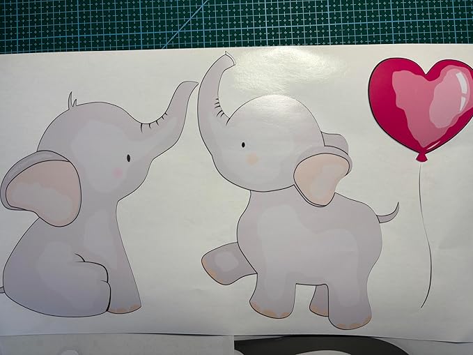 Personalized Elephant Wall Stickers - Custom Name & Initial with Clouds & Stars Nursery Decal for Baby Girl or Boy Room Decor.