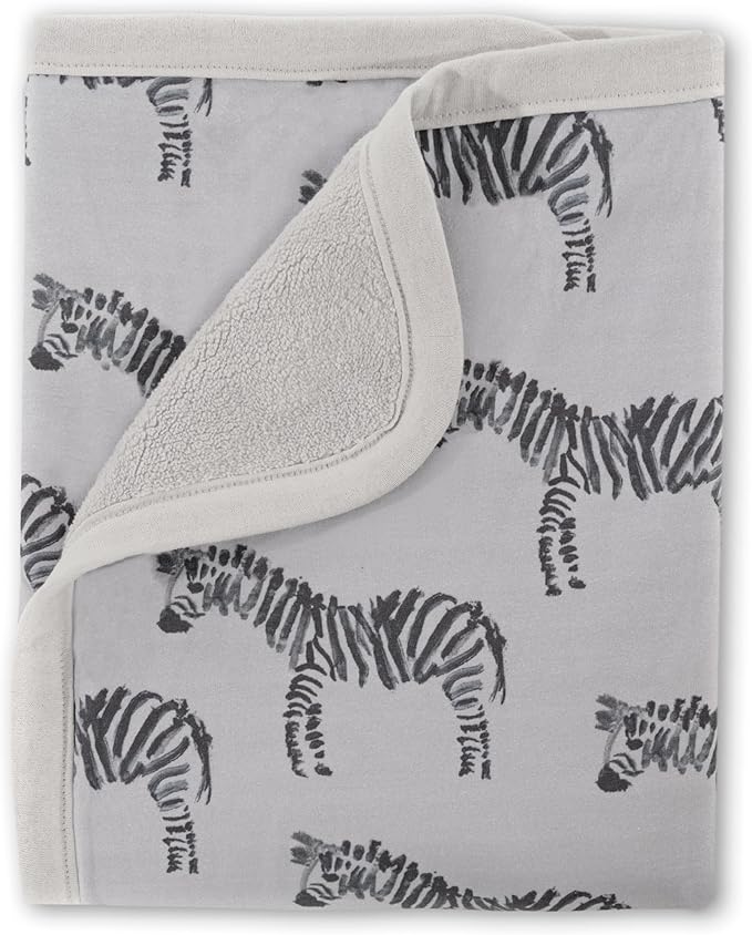 Oilo Baby Blanket, Luxury Soft Plush Backing & 100% Turkish Cotton Jersey Print, Double Layered, 30" x 40", Rolled Jersey Edge Trim, Machine Washable, Perfect for Infant or Toddlers, Zebra