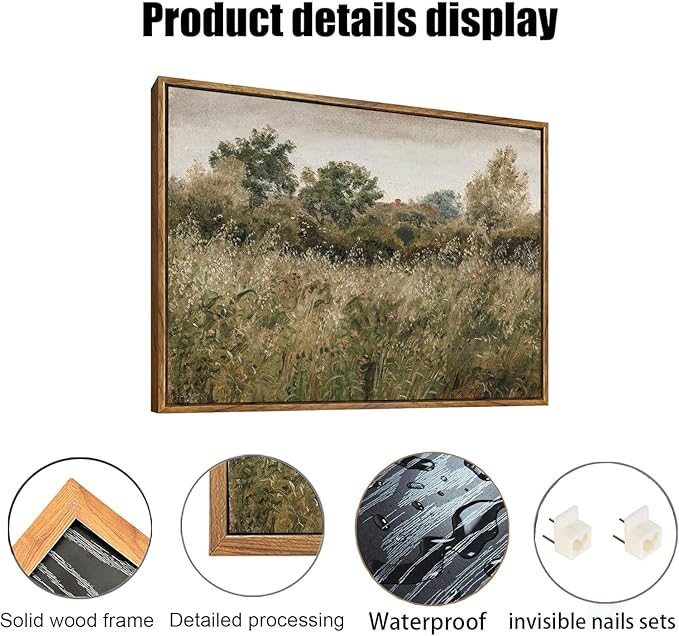 OIQArtOIQ Framed Vintage Landscape Wall Art Natural Scenery Oil Painting Canvas Prints Country Farmhouse Aesthetic Fall Decor Pictures for Kitchen Bedroom Living Room Bathroom