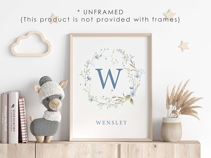 Personalized Name Flower Nursery Wall Art Prints, Crib & Nursery décor, Newborn Baby Girl Gift Present, Floral Baby Girl Room Pictures, Poster For Baby And Kids (3 Prints, Flower 7)