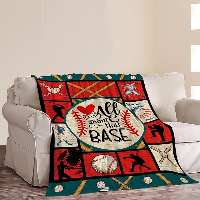 Baseball Fleece Throw Blanket Fuzzy Plush Super Soft Cozy Warm Blanket Baseball Sports Stuff Bedding Blankets Gifts for Boys Girls Kids Adult Men Women 50"X60"