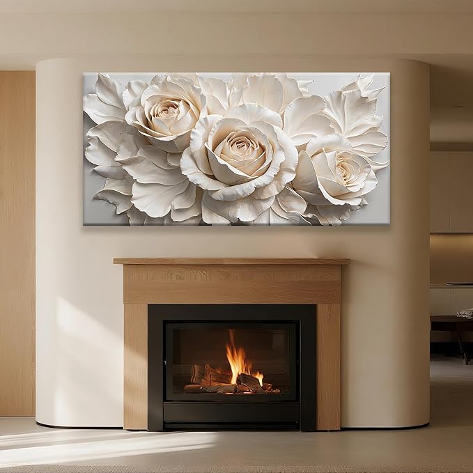 QSQ Large Wall Art For Living Room Prints Home Wall Decor Modern Canvas Art Wall Decor 35 X 70 Inches White Flower Wall Art Elegant Flower Painting Picture For Bedroom Hotel Office Artwork