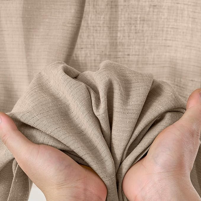 jinchan Taupe Linen Blend Curtains 120 inch Extra Long 2 Panels for Bedroom Living Room, Light Filtering 50 inch Wide Farmhouse Drapes with Rod Pocket Back Tab(50W x 120L, Taupe)
