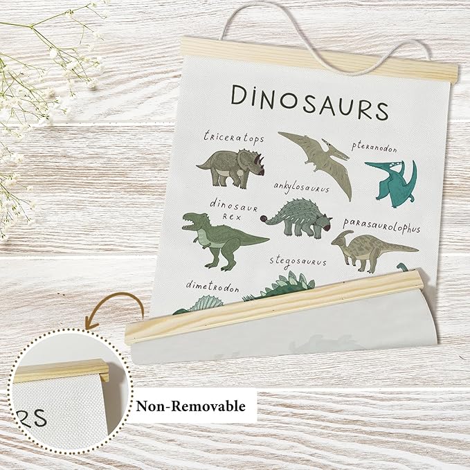 Nopoben Dinosaurs Poster Hanger Frame, Animal Prints Wall Art With Wooden Poster Hanger, Educational Animals Wall Decor, Kids Room Nursery Bedroom Decor(12x16 Inches)-19