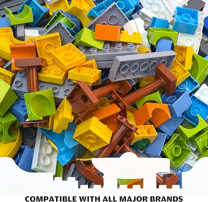 3in1 Marble Runs for Kids 3-5, 203pcs Compatible with Lego DUPLOS for Age 2-5, Marble Runs for Kids 4-8, STEM Building Toys, Toddler Toy, Marble Track, Marble Run Toy, Montessori Toy Gift for Age 3+