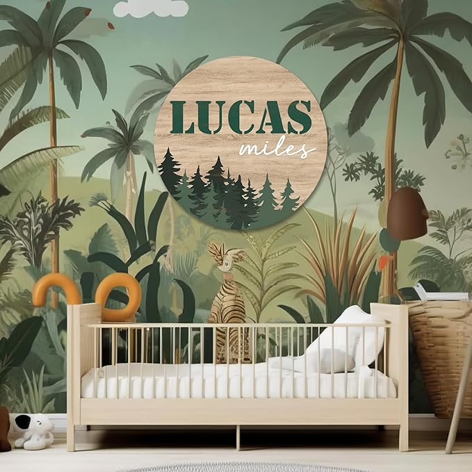 Custom Woodland Theme Nursery Name Sign for Kids Room Decor (23")