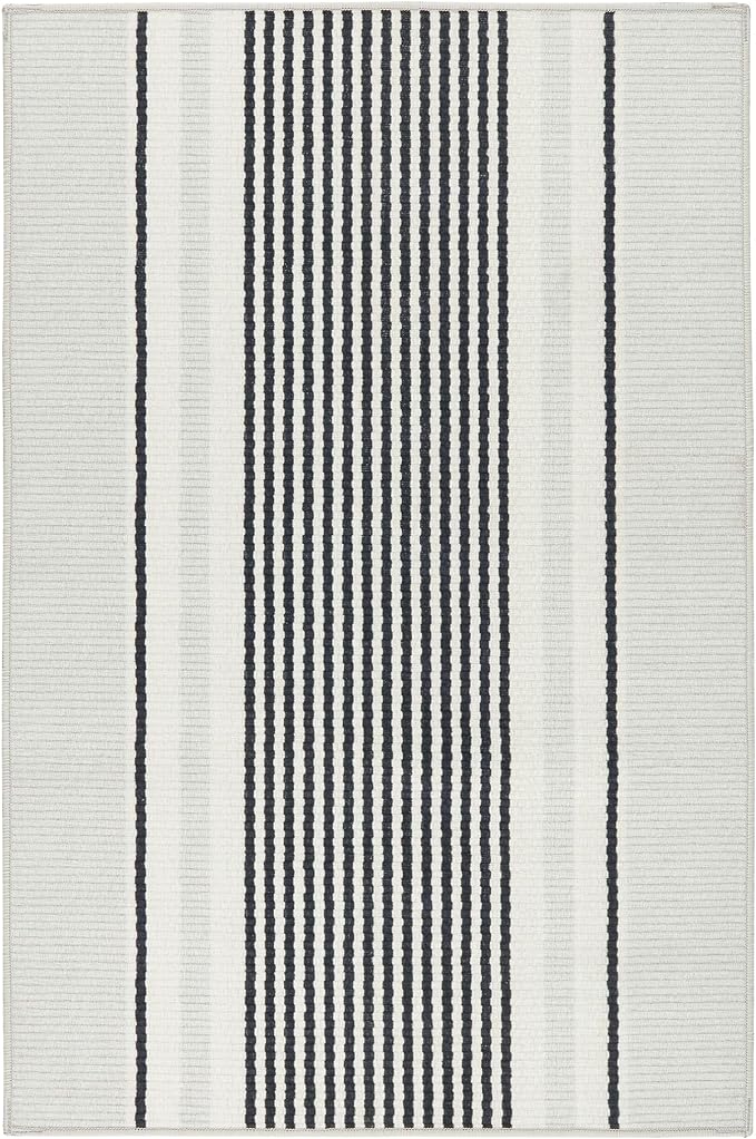 Dash & Albert Gunner Stripe Machine Washable Rug, 3 X 5 Feet, Grey Stripe Pattern