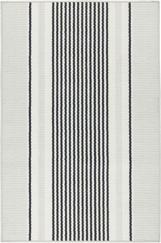 Dash & Albert Gunner Stripe Machine Washable Rug, 2 X 3 Feet, Grey Stripe Pattern