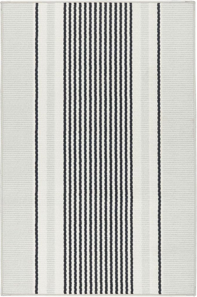 Dash & Albert Gunner Stripe Machine Washable Rug, 2.5 X 8 Feet, Grey Stripe Pattern