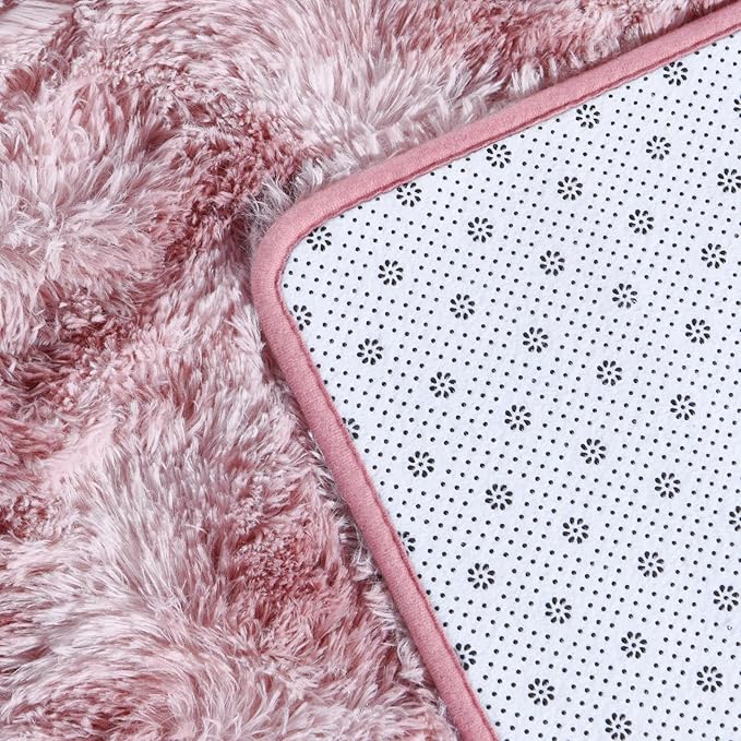Large Shag Area Rugs 5 x 8, Tie-Dyed Plush Fuzzy Rugs for Living Room, Ultra Soft Fluffy Furry Rug for Bedroom, Indoor Carpet Nursery Rugs for Kids Room Home Decor, Pink Purple