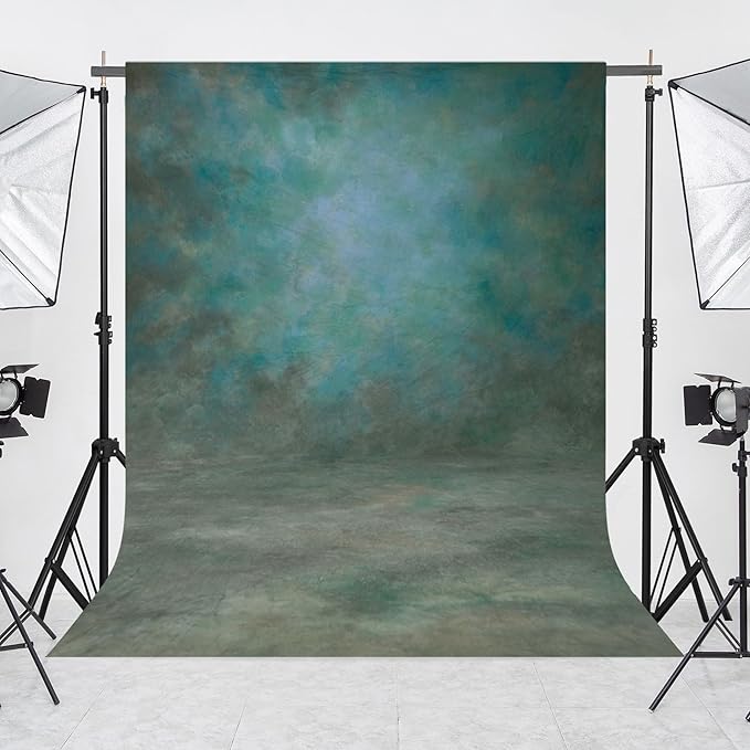 Abstract Professional Photography Backdrop for Portrait Photo Props Booth Background Photoshoot Studio with Polyester Fabric Roller Pocket on Top (8x10ft,Green,No Stand)