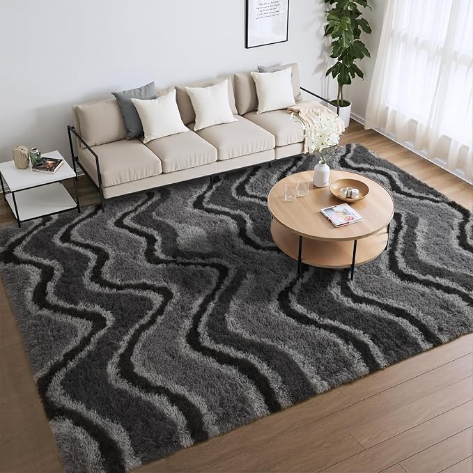 Meralax Grey Rugs for Living Room Bedroom, 4x6 Soft Area Rug Fluffy Shaggy Bedside Rug, Machine Washable Indoor Gray Floor Carpet for Kids Girls Boys, Dorms, Nursery Rooms, Home Decor Aesthetic