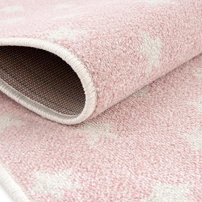 Unique Loom Whimsy Kids Collection Area Rug - Stars (2' 2" x 3' 11" Runner, Pink/ Ivory)