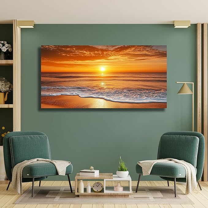 Yuaxker Ocean Wall Art Red Print Aesthetic Wall Decor Modern Trendy Canvas Artwork for Living Room Bedroom Dining Room Office Home Decor 20x40inch