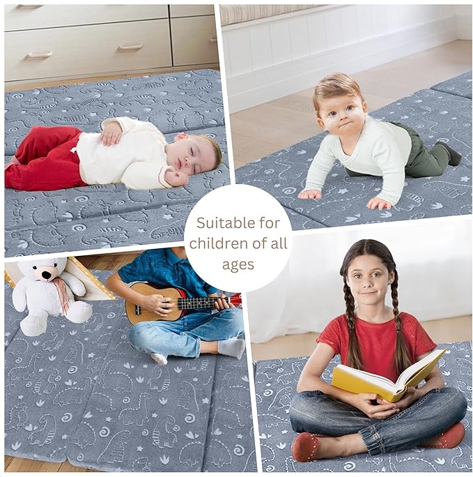MeMoreCool Kids Floor Futon Mattress, Play Mat Muscle Mat Large 6x4 FT, Thicken Foam Tatami Sleeping Pad for Playroom, Foldable Sleeping Crawling Pad for Children’s Play Area