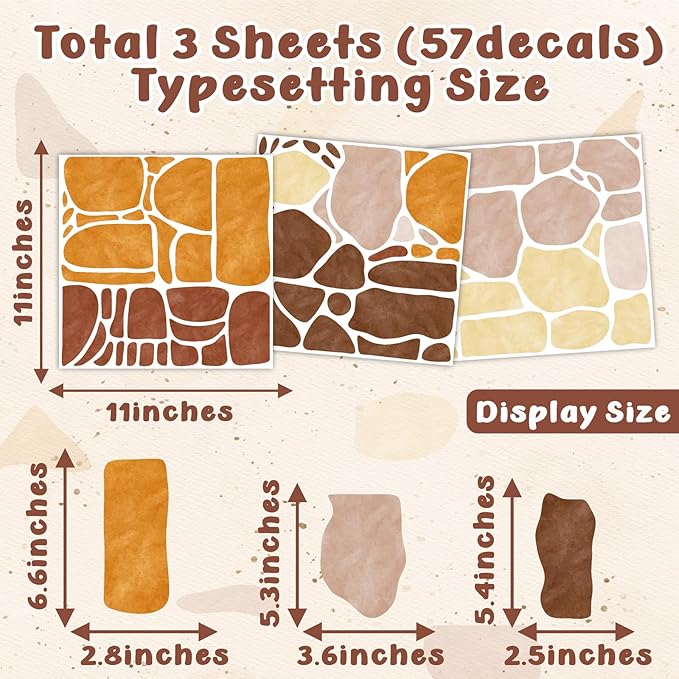 Terrazzo Pattern Wall Stickers Boho Geometric Wall Decals Peel and Stick Irregular Abstract Pattern Stickers Removable Modern Boho Wall Decals for Bedroom Living Room Decor