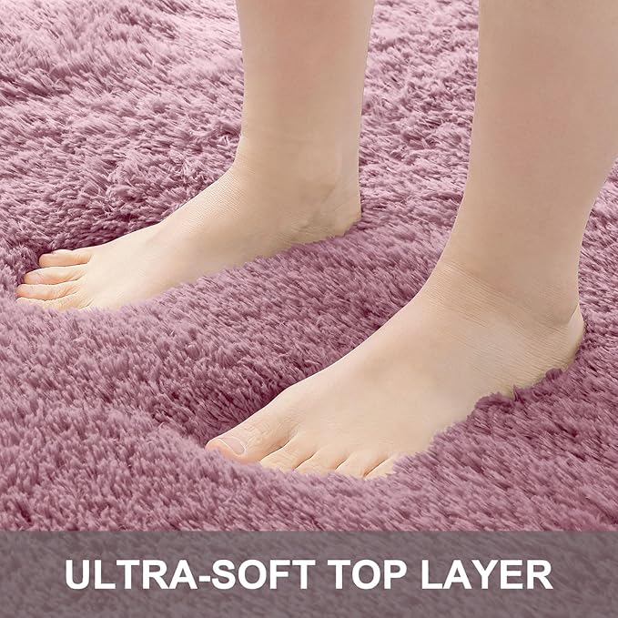 OLANLY 2x3 Machine Washable Small Bedside Rug, Soft Fluffy Shaggy Entryway Throw Rugs for Bedroom, Living Room, Indoor Floor Carpet for Kids Girls and Boys, Nursery Rooms, Home Decor Aesthetic, Blush