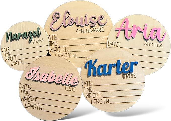 Personalized 3D Newborn Baby Name Announcement with Stats, Custom Baby Name Hospital Photo Prop, Many sizes, 25 Font Options, 30 Colors