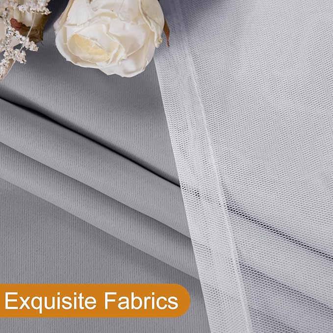 DWCN Double Layered Curtains for Living Room Blackout and Sheer Curtains with Tiebacks Grommet Top Window Curtain Panels with Sheer Overlay for Bedroom, 38 W by 63 L, Grey, 2 Pieces